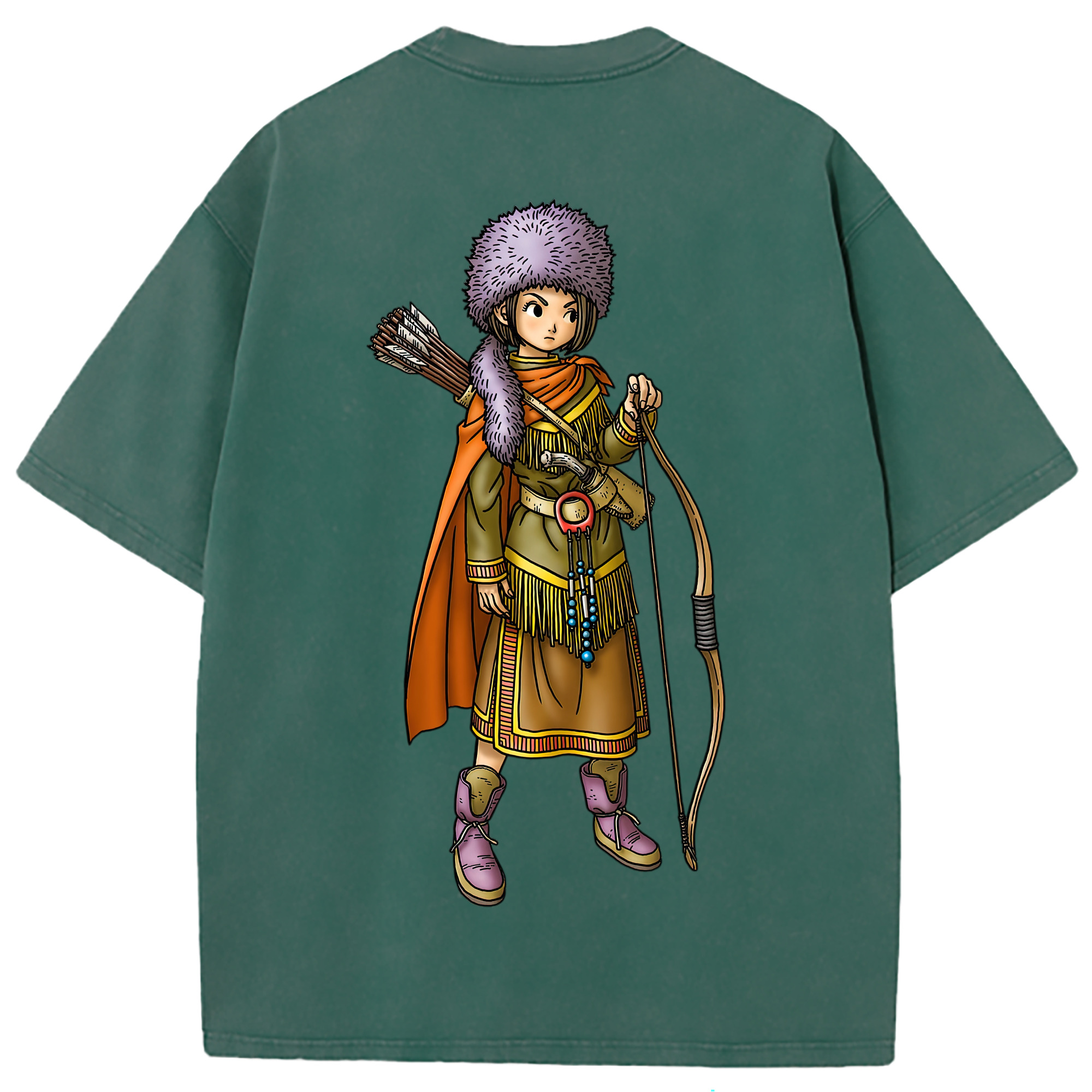 （画像用） ドラゴンクエスト Doragon Kuesuto Dragon Quest 綿100% ヴィンテージ風 半袖Tシャツ（背面プリント）